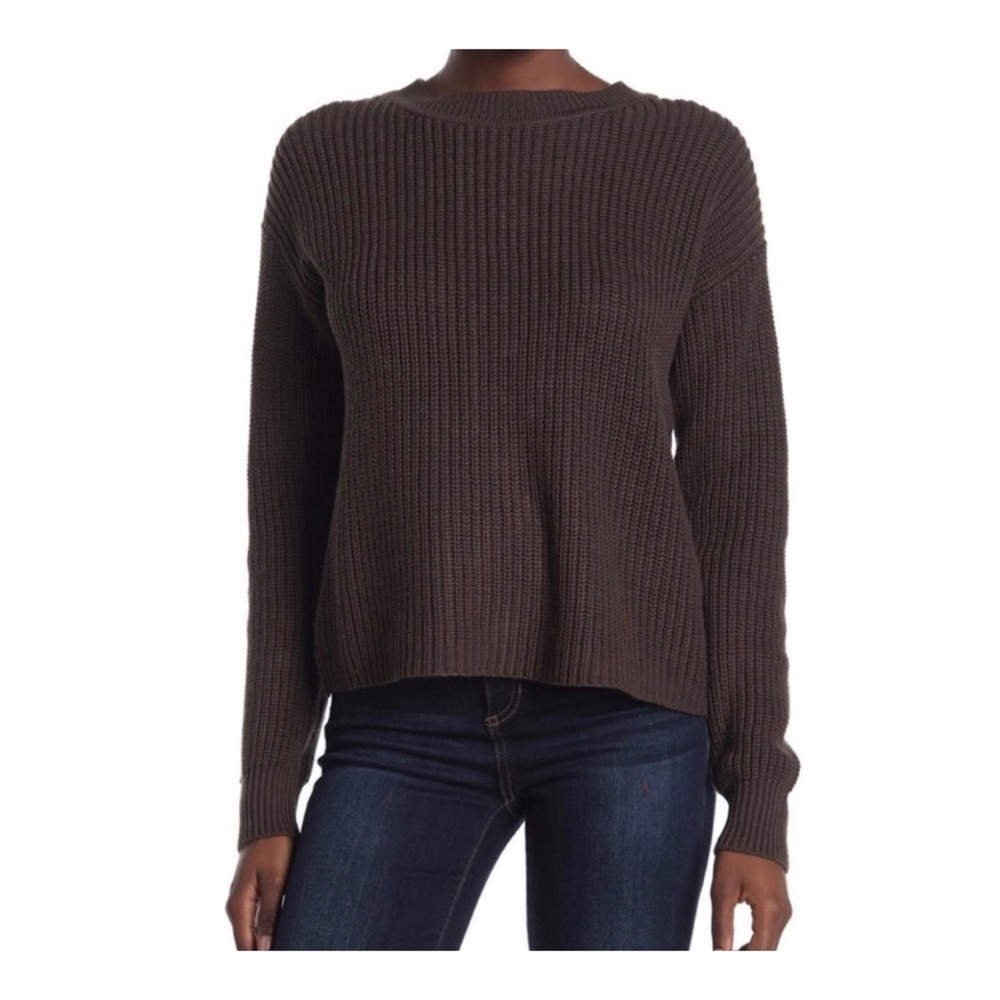 Bobeau Lace Up Knit Sweater L